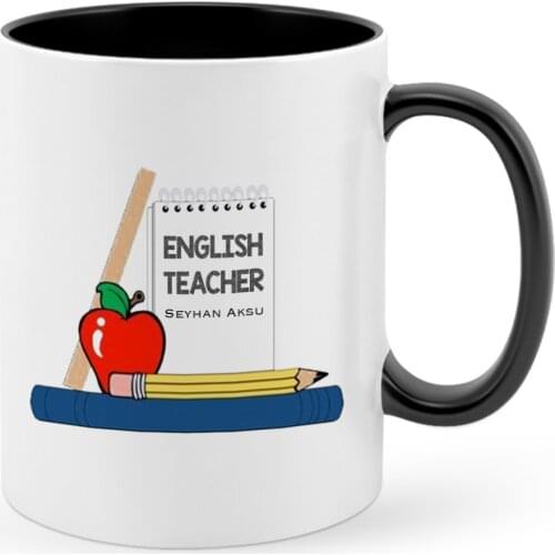 Personalized English Teacher Black Mug Cup-2