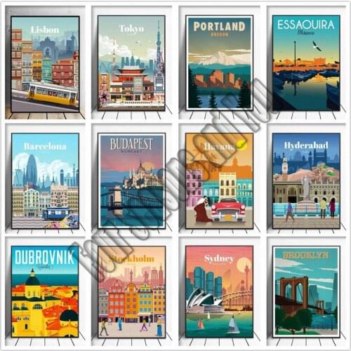 Travel to Sydney Canvas Travel Poster 5D DIY Diamond Painting City Landscape Full Diamond Inlaid Cross Stitch Kit Home Decor