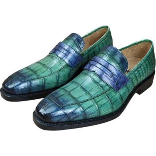 Yulonggongwu manual Brush color male Leather shoes Nile crocodile shoes formal leather shoes male men shoes