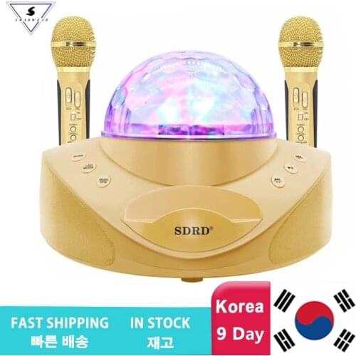 Family Karaoke Audio Double Duet Chorus Bluetooth Mobile Phone Wireless Bluetooth Microphone Column SD308 Colorful Stage Light