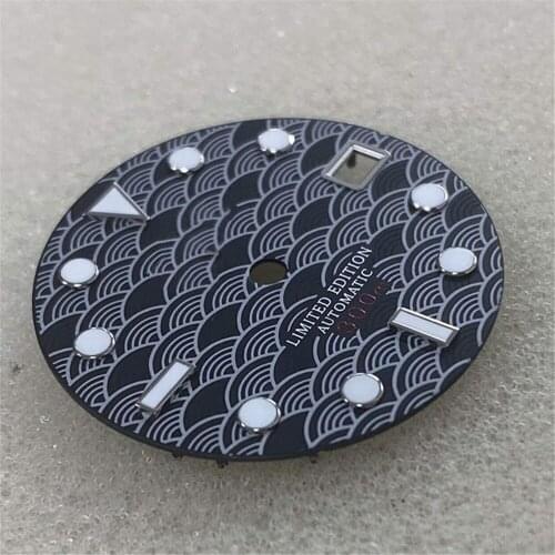 Replacement 28.5MM Watch Dial w/ Green Luminous for SKX007 NH35/4R36 Watch Movement Modification Part