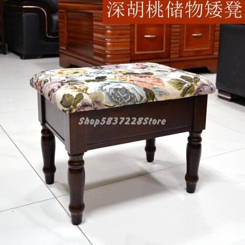 American Style Shoes Changing Stool Door Shoes Wearing Stool Wooden Stool Flip Storage Stool Bedroom Makeup Stool Dressing Stool