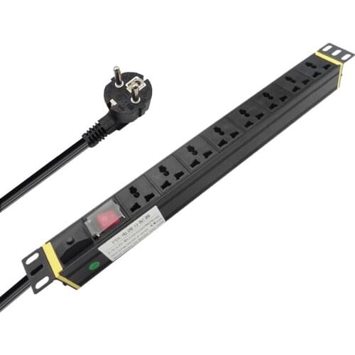 Power Strip Overload protection AU EU UK Plug 1U Unit PDU Network Cabinet Rack Universal Aluminum alloy Socket switch