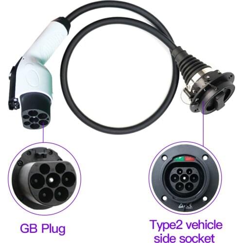 EV Charging 16A Cable Double IEC 62196-2 GB Plug to Type2 Vehicle Side Socket 1m Extension Cable Adapter Customized