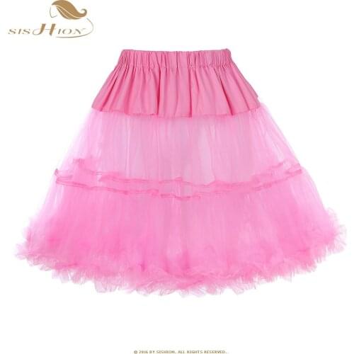 SISHION 2021 Black Red Pink Women Tutu Skirt Mini Tulle Netting Crinoline Rockabilly Petticoat Underskirt Slip Vintage Skirts