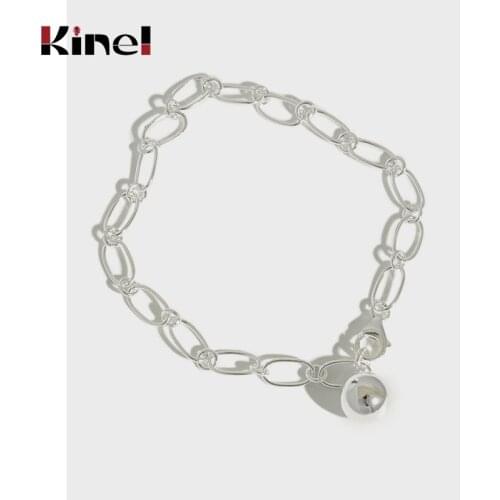 Kinel 925 Sterling Silver Creative Personality Simple Handmade Round Bead Bracelets for Women Korean Style Jewelry
