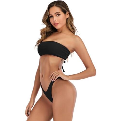 Womens swimsuit Sexy Solid Womens bathing suits High Waist Tummy Control bikini Female Beachwear womens swimwear 2021 #0317