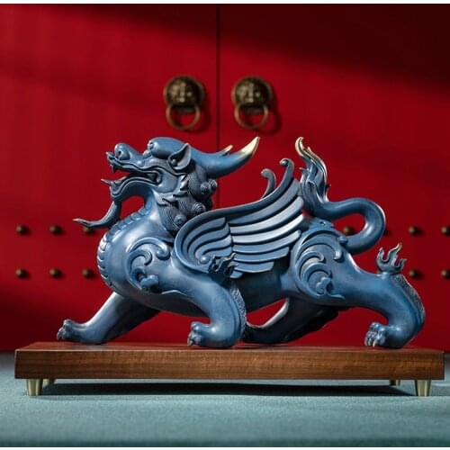 2021 high grade office Decoration GOOD LUCK Solicit wealth money Dragon PI XIU Mascot Bronze statue HOME Shop Club BAR Company