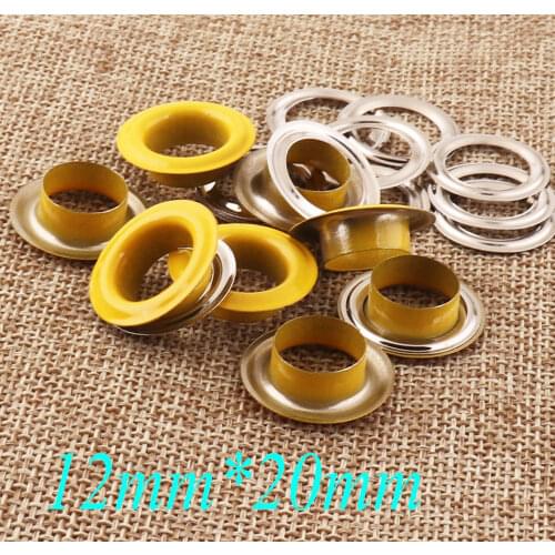 100 PCS Yellow Metal Eyelets and Grommets,Eyelets Grommets With Washers,Eyelets Tunnels Canvas Eyelets bag Eyelets-12mm