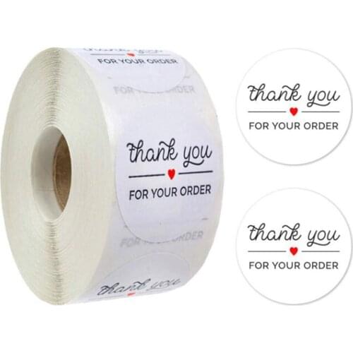 500pcs 1Inch Round Withe Thank You For Your Order Labels Stickers For Wedding Birthday Party Business-Sealing Stickers