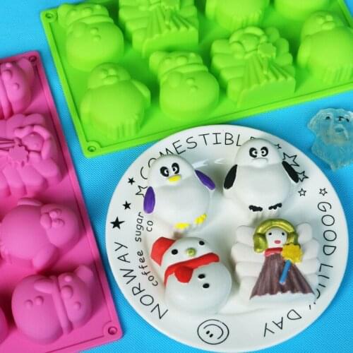 8 Even Angel Snowman Penguin Silicone Mousse Mold Handmade Soap Mold XG7046