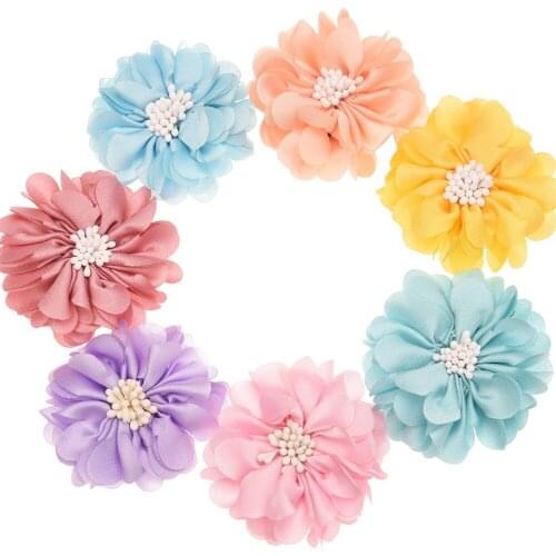 180PCS Satin Flower diy hair accessories Shabby Chiffon Flowers Headwear Photography Party decoration flower No Bows No hairclip