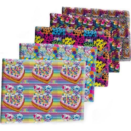 Bullet Strech Fabric Printed Lisa Frank Cartoon Bubble Cloth for DIY Hair Bow Scarf Home Textiles Materials 50*145cm