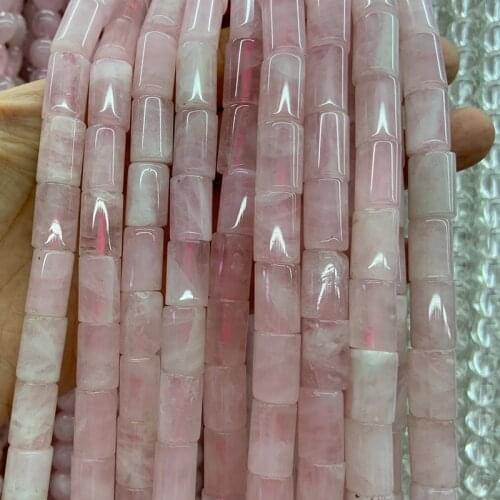 10x16mm Natural Rose Quartzs Beads 15'' Pink Column Tube DIY Loose Beads For Jewelry Making Women Beads Bracelet Necklace Gift