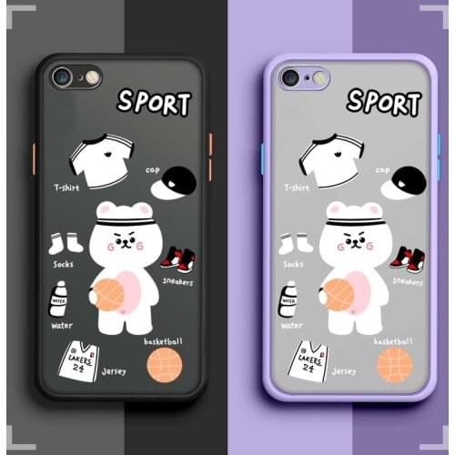 Smartphone Case for Iphone 12 Pro Max XR XS 11 Mini 7 8 6S Plus SE Cell Phone Cases Silicone Back Cover Cartoon Bear