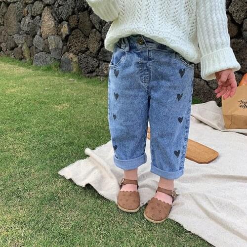 Childrens pants 2021 spring and summer kids Korean style fashion girls baby stretch jeans trousers outer wear