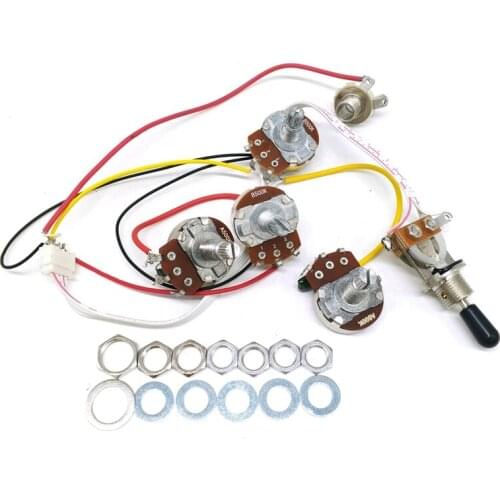 Electric Guitar Parts Open Wiring Harness 2V2T1J 500K Pots Tone 3 Way Toggle Switch Guitar Pickups