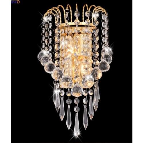 IWHD Modern Simple Golden Cristal LED Wall Lights For Home Lighting Bathroom Mirror Light Sconce Crystal Wall Lamp LED Wandlamp