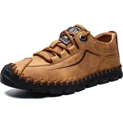 Plus Size 46 Men Casual Shoes Split Leather Men Shoes Flats Hand Sewing Men Designer Shoes Big Size Male Leather Shoes Man