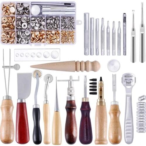 Imzay Leather Stitching Sewing Punch Craft Tools Kit Cutter Carving Working Stitching Leather Craft Tool Sets Accessories