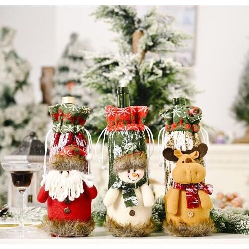 New Christmas Wine Bottle Cover Santa Claus Christmas Decorations for Home Xmas Navidad Decor New Year 2021 christmas ornaments