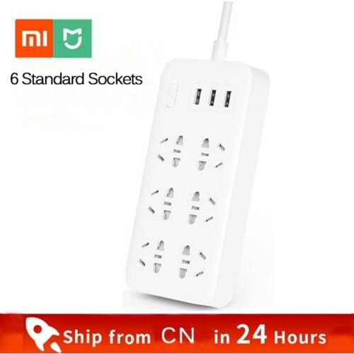 Original Xiaomi Mijia Mi Power Strip 2A Fast Charging 3 USB Extension Socket Plug 6 Standard Sockets