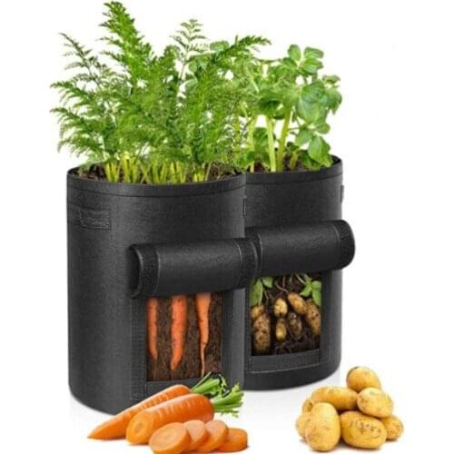 Planting Bags Portable Household Plant Growing Bags Nutrition Convenience Bag For Potato Tomatoes Black Easy To Carry