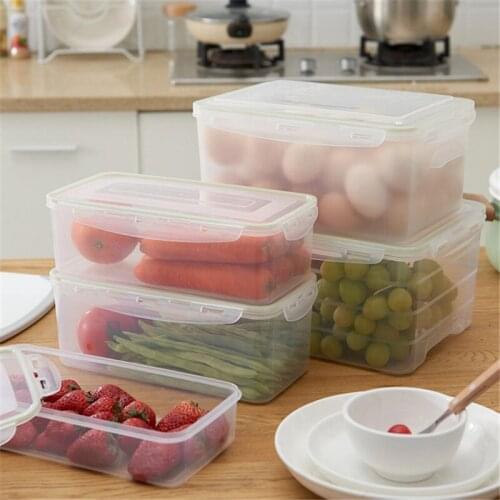 Plastic Storage Bins Refrigerator Storage Box Food Storage Container with Lid Kitchen Fridge Cabinet Freezer Desk Organizer