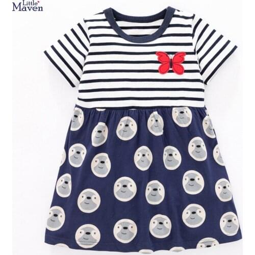 Frocks for Girls 2021 Summer Baby Girl Striped Vestiods Children Clothes Colorful Animal Print Dresses for Kids 2-7 Years QW132
