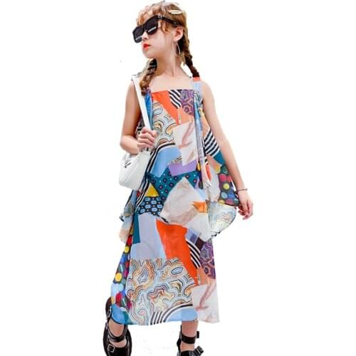 Dresses For Girls Floral Pattern Dress For Girl Casual Style Kid Dress Summer Costume For Girls 6 8 10 12 14