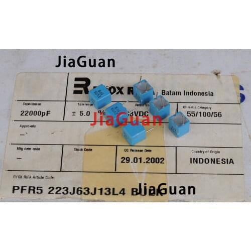 10PCS NEW EVOX PFR5 22000PF 63V P5MM MKP 223/63V film EVOX-RIFA PFR 22nf/63v 0.022uF 63VDC 22nF 223