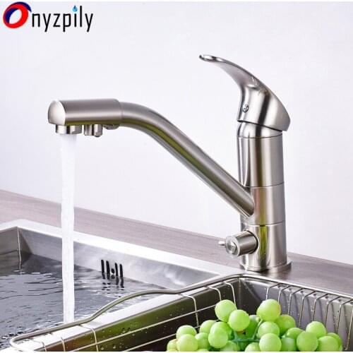 Swivel Nickel Brushed Kitchen Faucet Cold & Hot Water Mixer Tap 360 Rotation 2 Waterway Kitchen Tap