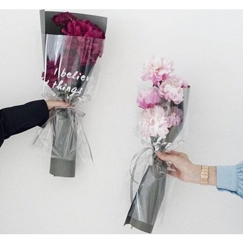 5PCS/Pack Transparent Letter Flowers Paper Packaging Valentine Gift Wrap Creative Florist Wrapping Paper Flower Bouquet Supplies