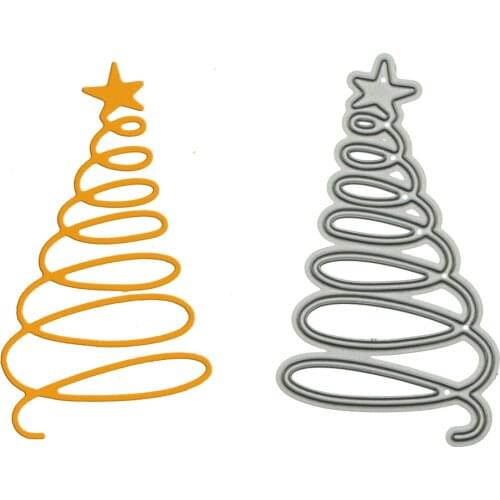 Chistmas Tree Pattern Metal Cutting Dies Scrapbooking Simple Line Tree Shape Craft Paper Cutter Mold For DIY Invitation Card