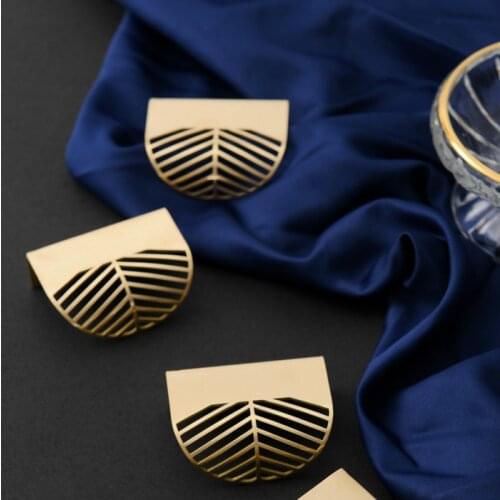 Satin Cabinet Pulls Modern Furniture Cabinet Metal Brass Drawer Leaf Handle Bedroom Drawer Dresser Wardrobe Shoe Cabinet Knob