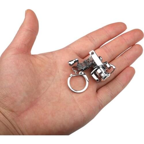 Silver Cool Fly Fishing Reel Miniature Pendant Keyring Aluminum Alloy Key Chain Novelty 5x4x5cm
