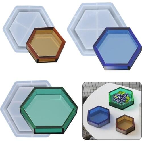 Hexagonal Fruit Storage Box Epoxy Resin Mold Serving Tray Jewelry Holder Casting Silicone Mould DIY Crafts Ornaments Making Tool