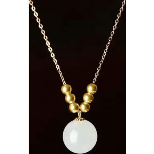 SHILOVEM 18k yellow gold natural White Jasper pendants none necklace classic wholesale Fine women new gift plant yzz101022hby