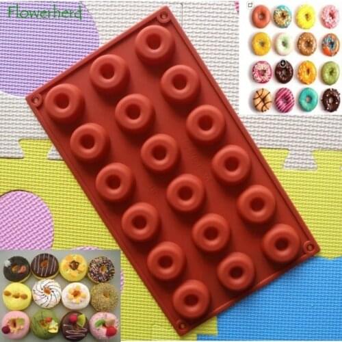 18 Holes Silicone Donut Pans for Baking Nonstick Round Doughnut Muffin Cupcake Cake Molds Chocolate Mould Pudding Jelly