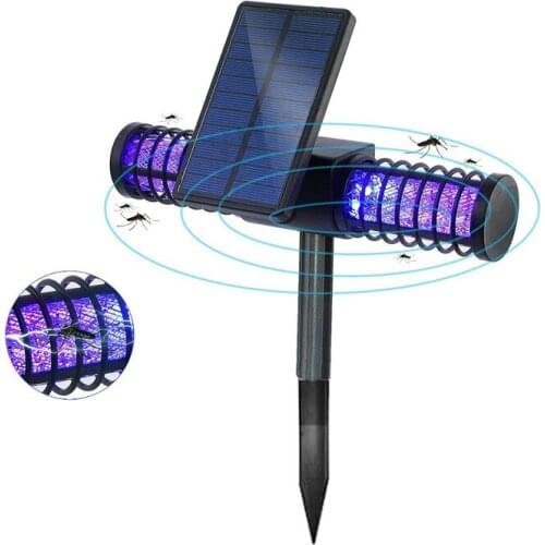 Solar Powered LED Outdoor Yard Garden Lawn Light Waterproof Anti Mosquito Insect Pest Bug Zapper Killer Trapping LED Lamp