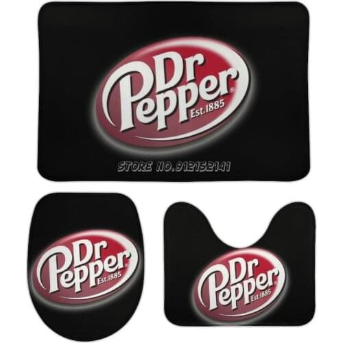 Vintage Dr Pepper 3pcs Bathroom Mats Set Coral Velvet Bath Mats Toilet Rug Cover Anti Slip Carpet for Home Decor Coca Soda Cola