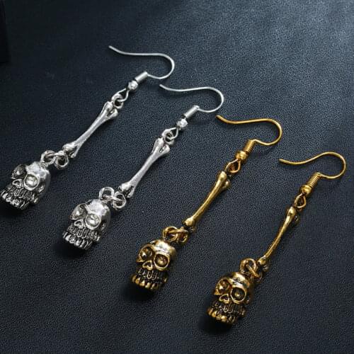 Vintage Skull Bones Dangle Earrings 2020 Punk Gothic Skull Womens Earrings Skeleton Drop Earrings Boho Jewelry Pendientes