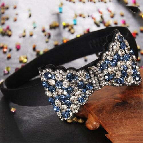 All-match Vintage Big Bow Head Wear Luxury Headband for Women Rhinestone Non-slip Border Girl Hairpin Fancy Hair Accessorie Gift