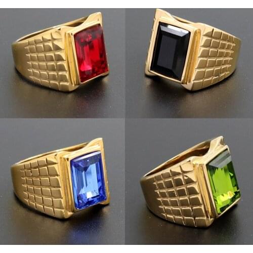 High Quality Vintage Red Stone Mens Fashion Rings Punk Style 316L Stainless Steel Ring for Men Jewelry High Quality Mens Ring