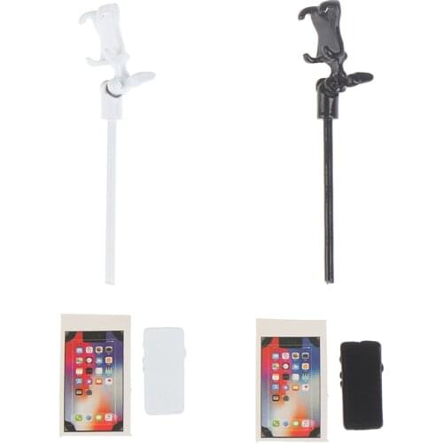 1:12 Doll Miniature The Selfie Stick + Phone Model For Dollhouse Acessories