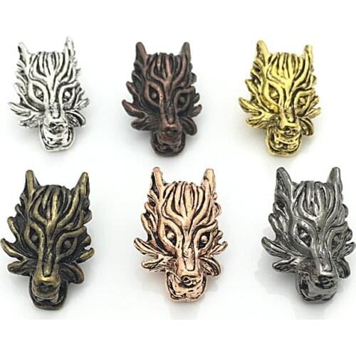 20pcs Metal Wolf head Bracelet Accessories DIY Jewelry 6 color