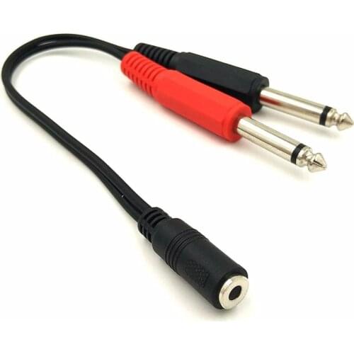 3.5mm (Mini) 1/8" TRS Stereo Female to 2 Dual 1/4 Inch 6.35mm Mono TS Male Y Splitter Cable 20cm/8inch
