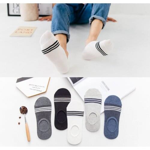 5Pair/lot Fashion Happy Men Boat Socks Summer Autumn Non-slip Silicone Invisible Cotton Socks Male Ankle Sock slippers