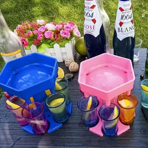 6 Shot Glass Dispenser Holder Party Beverage Drinking Games Bar Cocktail Wine Quick Filling Tool Carrier Caddy Liquor Dispenser