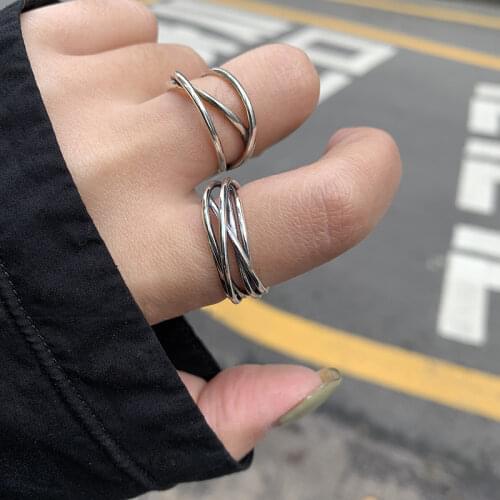 925 Sterling Silver Dainty Multi-layer Winding Cross This Silver Rings Open Finger Ring For Women Jewelry GiftsS-R745